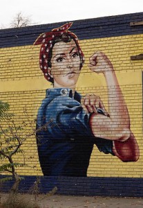Rosie the Riveter mural on an abandoned building in Sacramento, California (Library of Congress)