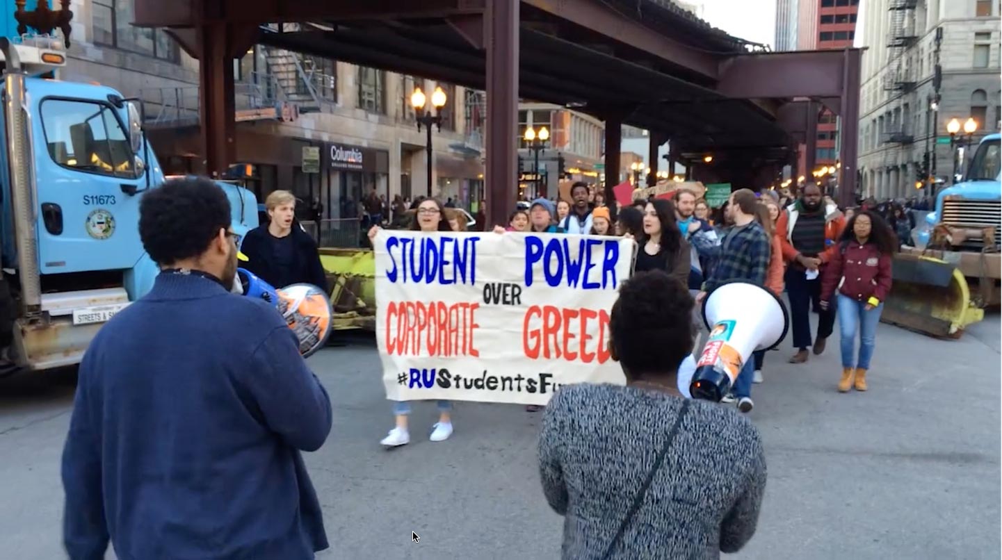 Students protest NFL Draft