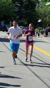 Joey Aberle, 25, and Amelia Dougherty, 21, run a recent 10k.