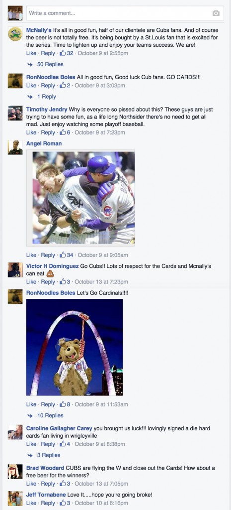 The comments underneath McNally's original Facebook post (Shane Monaghan/Medill)