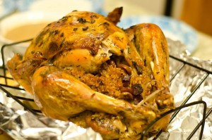 Turkey with sticky rice stuffing