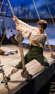 John Babbo swings from the rigging as Jim Hawkins in Treasure Island. (Liz Lauren/Courtesy)