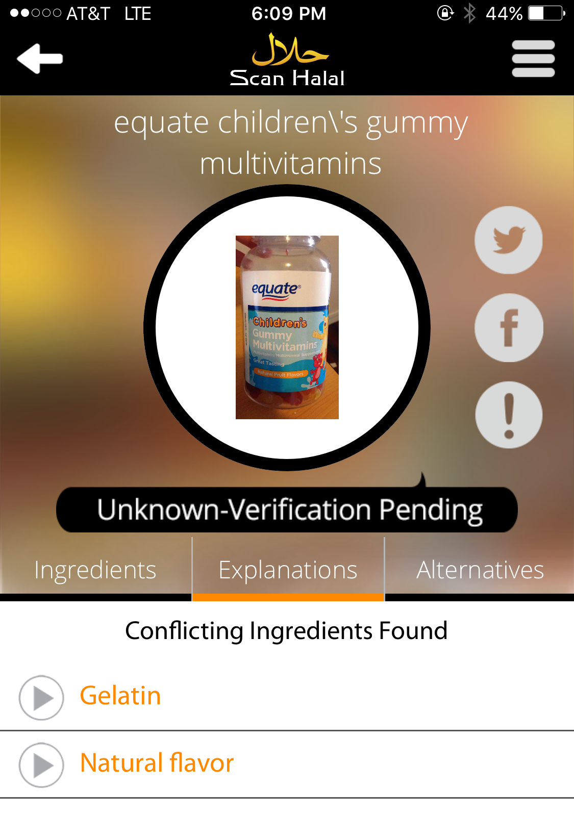 A screenshot showing conflicting ingredients in a product (Nikita Mandhani/Medill Reports)