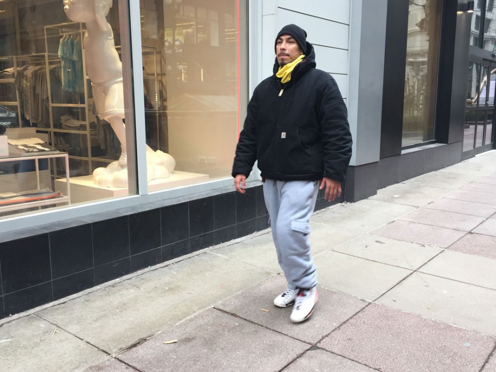 Ricky Rodriguez walks during winter