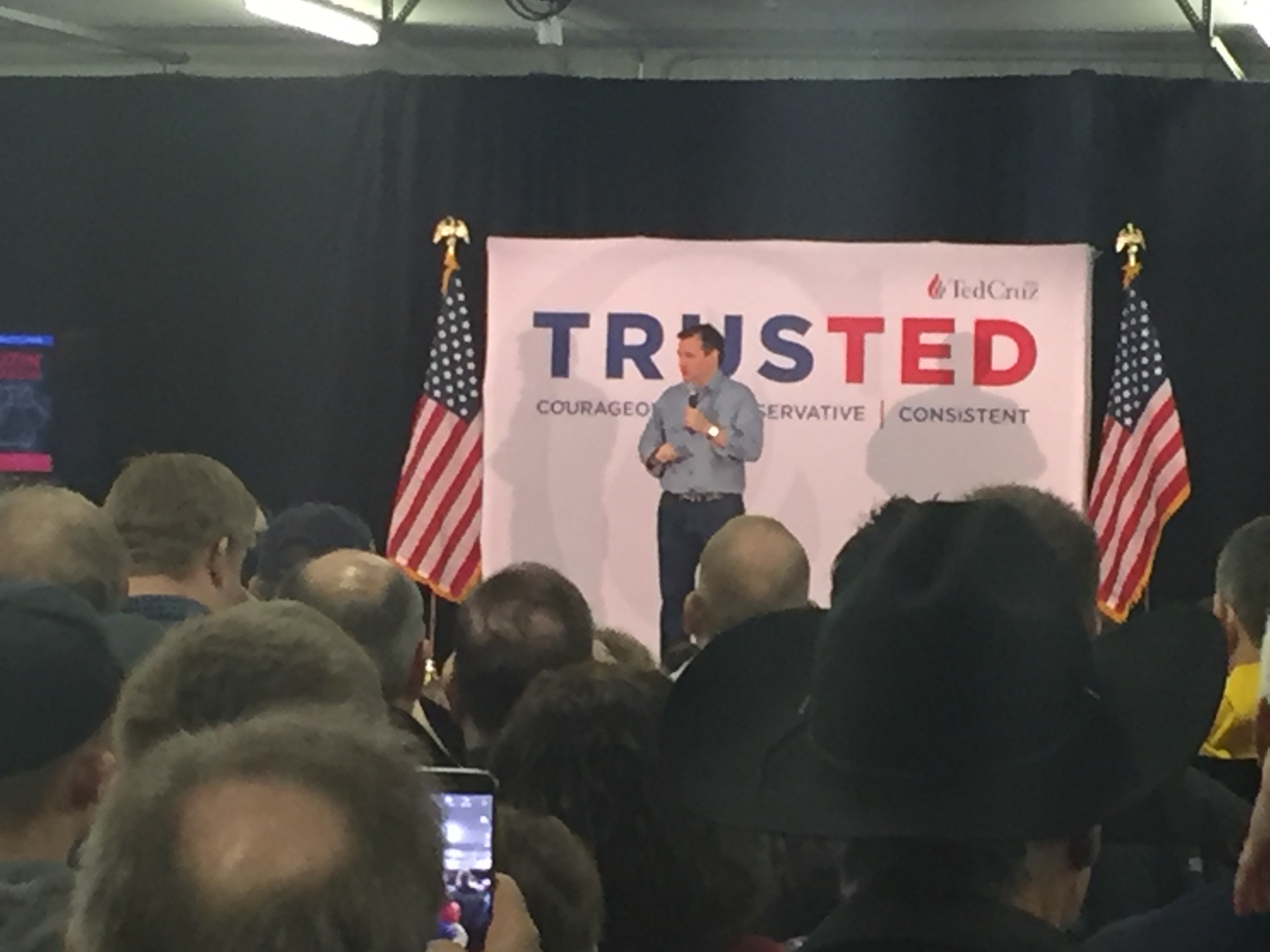 Sen. Ted Cruz speaks at a rally in Iowa City, Iowa.