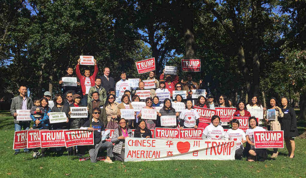 Chinese Americans for Trump group gathering in Hinsdale, IL