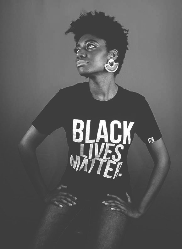 Model wears BLK PROVERBS Black Lives Matter t-shirt