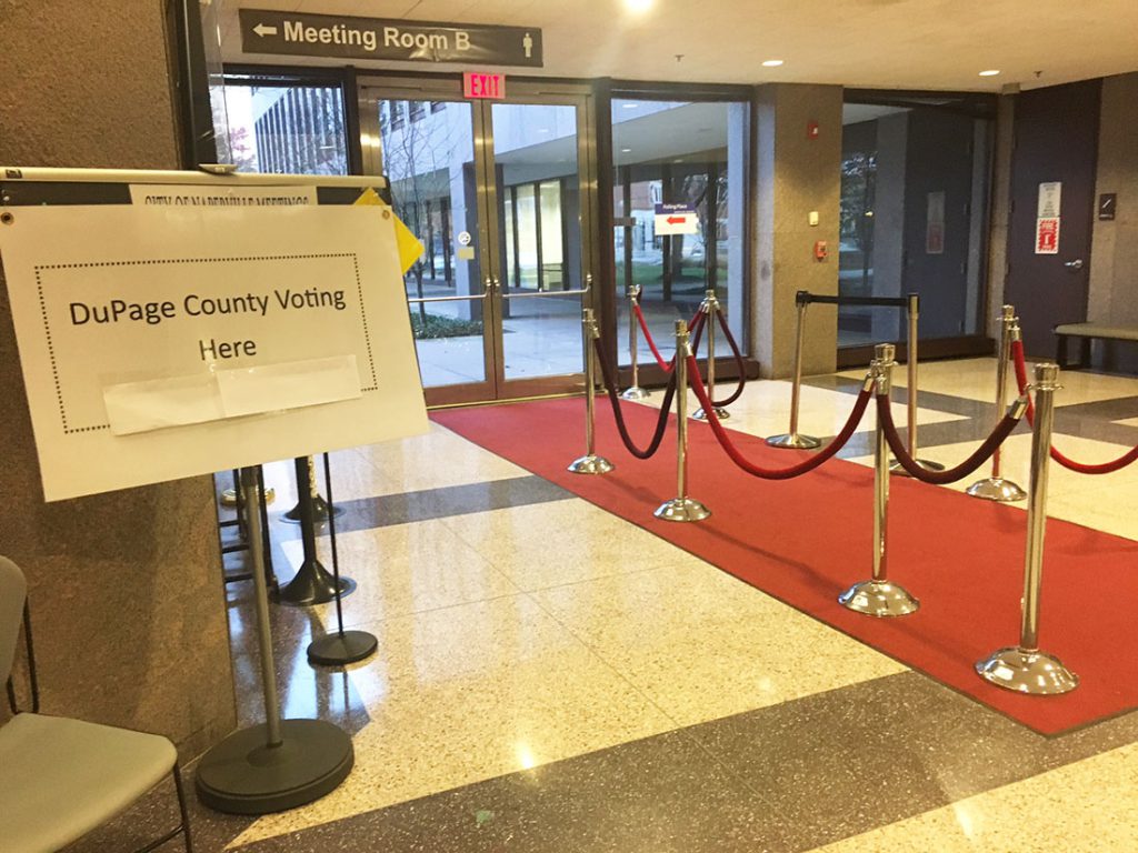 At the Naperville Municipal Center, voter turnout has been lower than expected (Anna Foley / MEDILL)