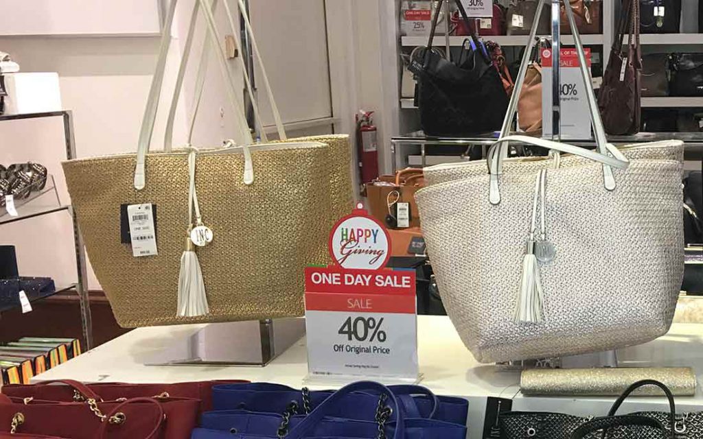Sale items on display at Macy's
