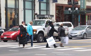 Shoppers on State Street in Chicago’s Loop