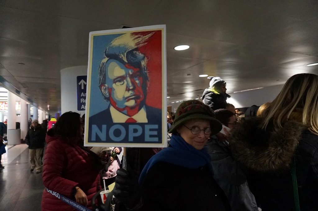 nope trump protest ohare