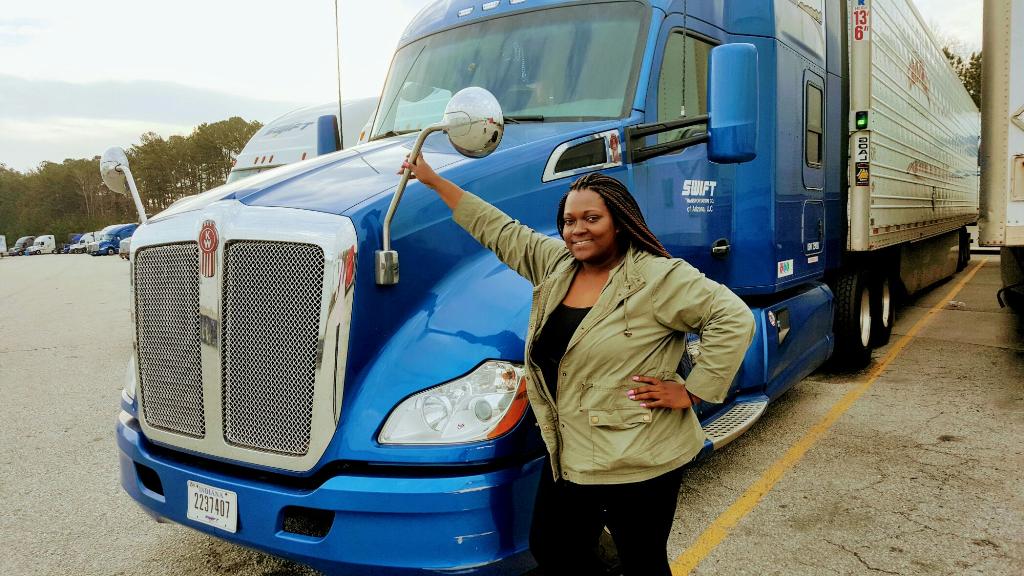 Cania Eubanks, 32, of Chicago, was the only female student out of a class of 20 in truck driving school. (Courtesy of Cania Eubanks)