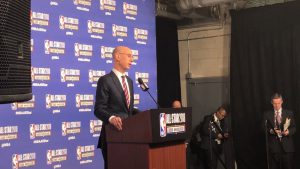 Adam Silver addresses the media at his All-Star Weekend press conference on Saturday.