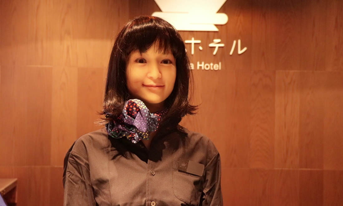 A robot receptionist in Hann na Hotel in Ginza, Tokyo.